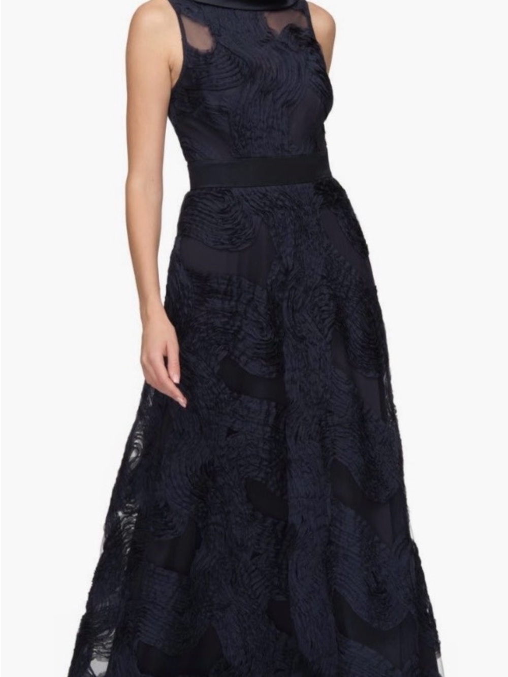 JS Collections Anna Soutache Textured Illusion A-Line Evening Gown
